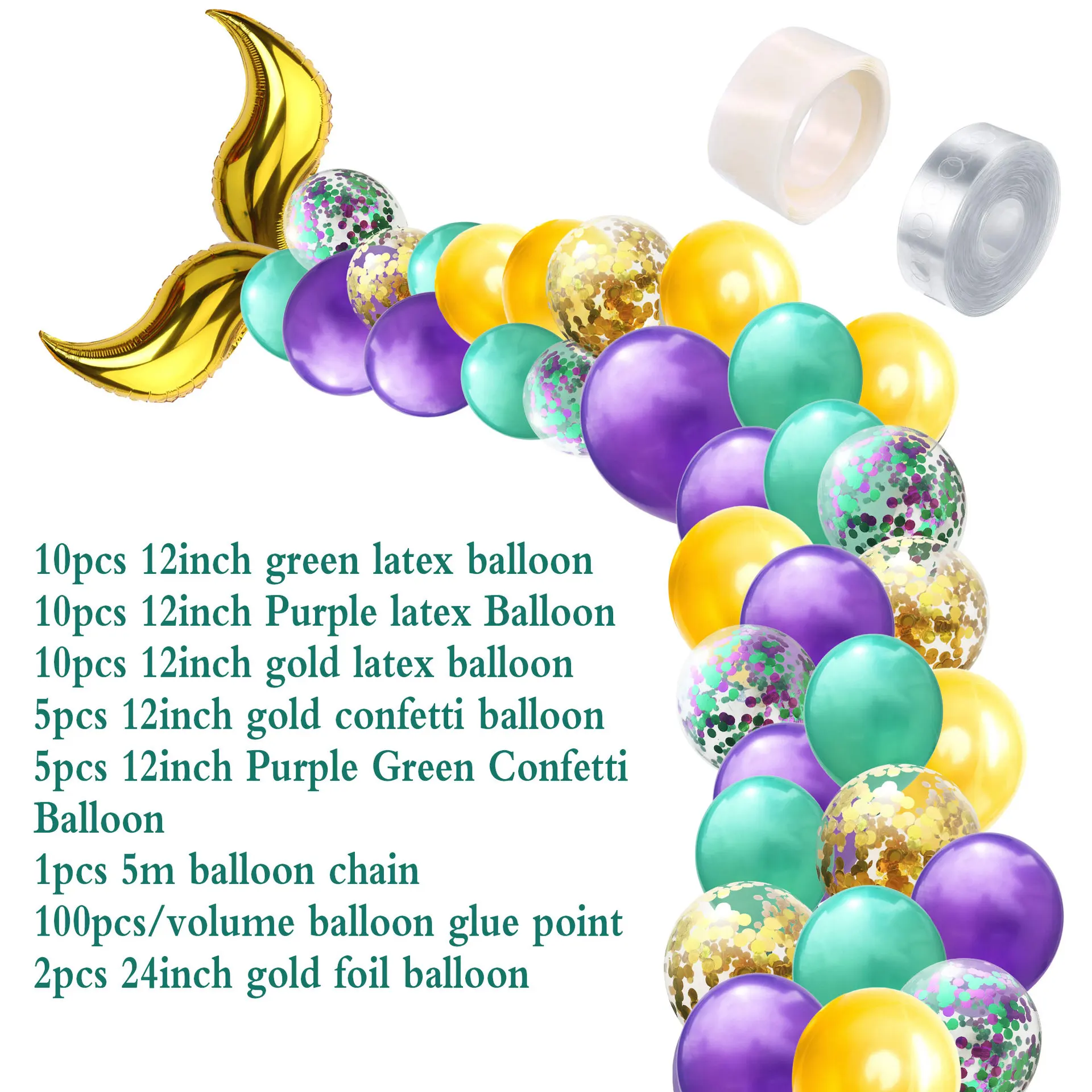 mermaid balloon arch & garland kit,purple,pink