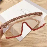 Half Frame Diamond Vintage Style One Piece Lens Sun glasses Big Frame Sunglasses Women
Half Frame Diamond Vintage Style One Piece Lens Sun glasses Big Frame Sunglasses Women