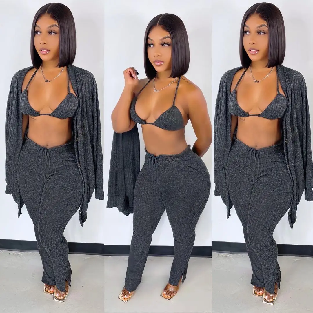 2021 Hot Sell Custom Winter Women Cardigan Casual Crochet Trouser Suits Ladies Sweatpants Knitted 3 Pieces Lounge Wear Sets
2021 Hot Sell Custom Winter Women Cardigan Casual Crochet Trouser Suits Ladies Sweatpants Knitted 3 Pieces Lounge Wear Sets