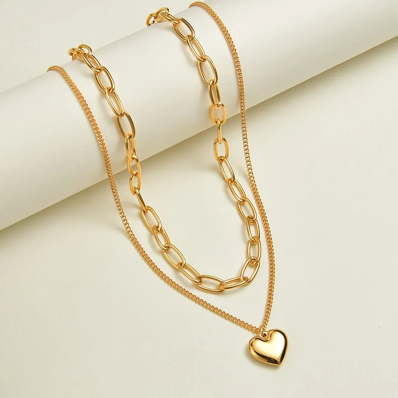 Waterproof 18K Gold Plated Titanium Steel Heart Pendant Necklaces Double Layers Clip Link Chain Necklaces For Women Girl
Waterproof 18K Gold Plated Titanium Steel Heart Pendant Necklaces Double Layers Clip Link Chain Necklaces For Women Girl