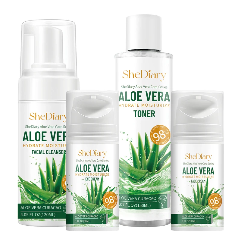

Private Label Organic Skin Care Set Aloe Vera Brightening Set Aloe Vera Gel Cleaner Eye Cream Face Cream Toner