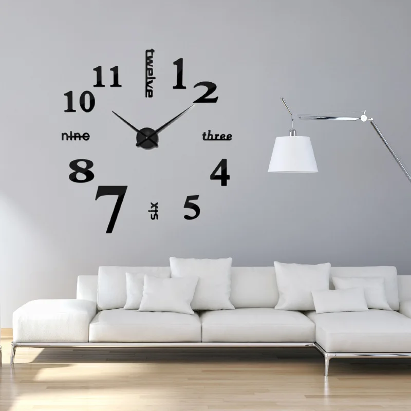 Luxury Modern Home Office Decorative Large DIY 3D Design Black Sticker Transparent Wall Clock Relojes De Pared, Black/silver/yellow
Luxury Modern Home Office Decorative Large DIY 3D Design Black Sticker Transparent Wall Clock Relojes De Pared, Black/silver/yellow
