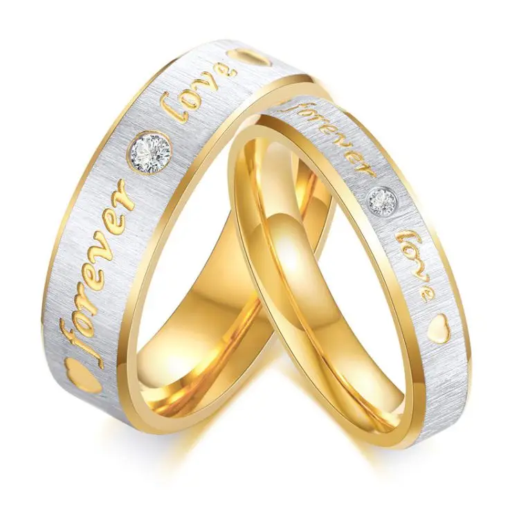 Forever lovers couple stylish zircon engagement dainty womens wedding ring stainless, Gold
Forever lovers couple stylish zircon engagement dainty womens wedding ring stainless, Gold
