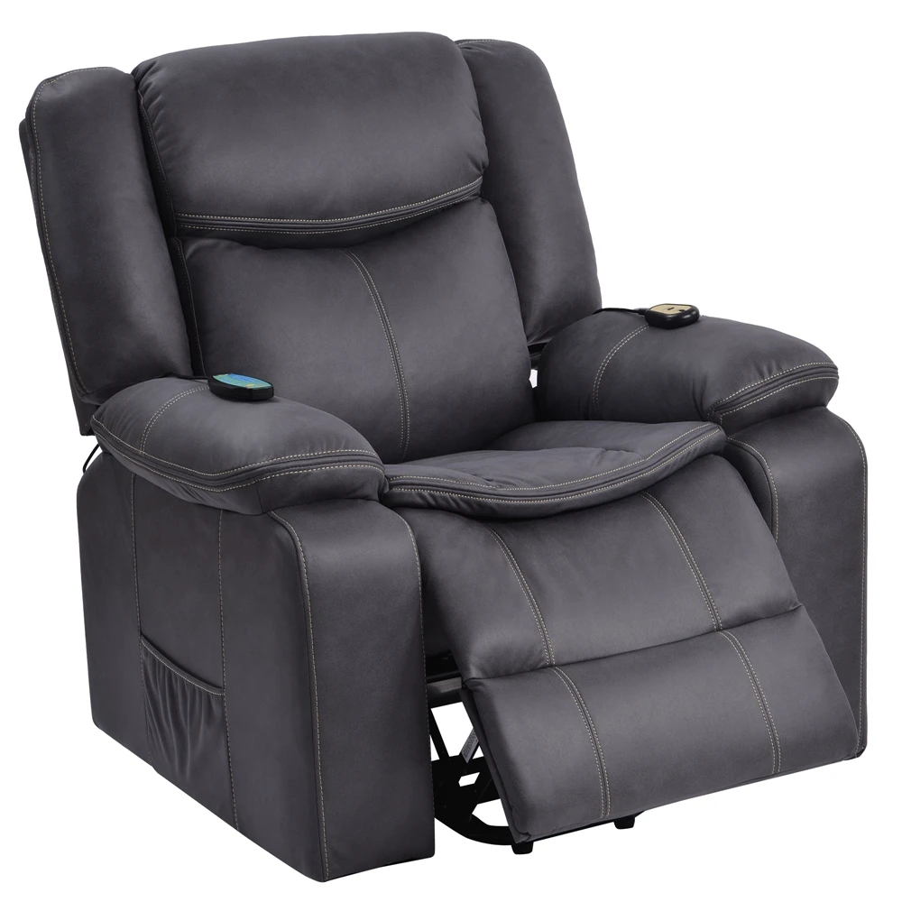 

360 swivel and rocking leather chair with massage function adjustable home theater single recliner thick seat and backrest