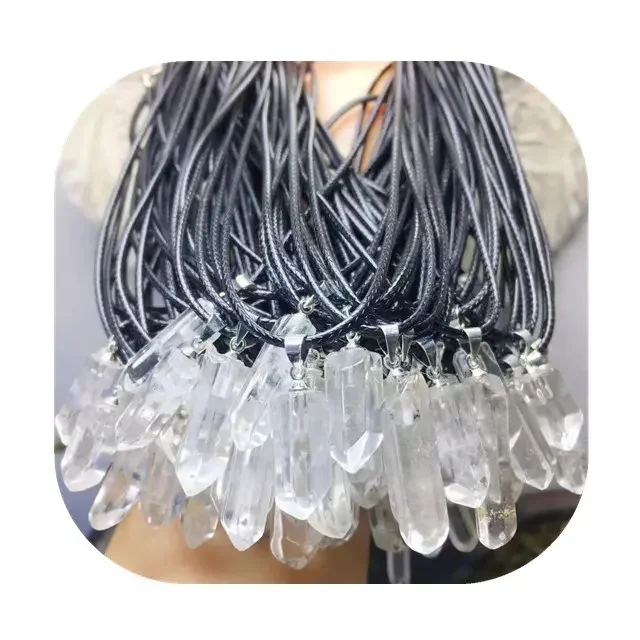 spiritual natur gemstones with black rope clear quartz point crystal pendants for gift
spiritual natur gemstones with black rope clear quartz point crystal pendants for gift