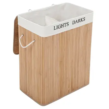 Double Laundry Bag Bamboo Basket With Connected Lid Liner And Handle Buy Double Laundry Bag Bamboo Basket 2 Compartments Laundry Hamper Folding Wood Laundry Hamper And Canvas Bag Product On Alibaba Com