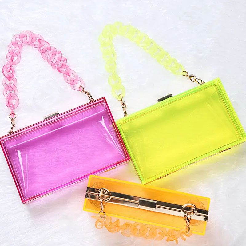 New Fashion Transparent Acrylic Women Handbag Personalized Chain Evening Bag Underarm Bag
New Fashion Transparent Acrylic Women Handbag Personalized Chain Evening Bag Underarm Bag