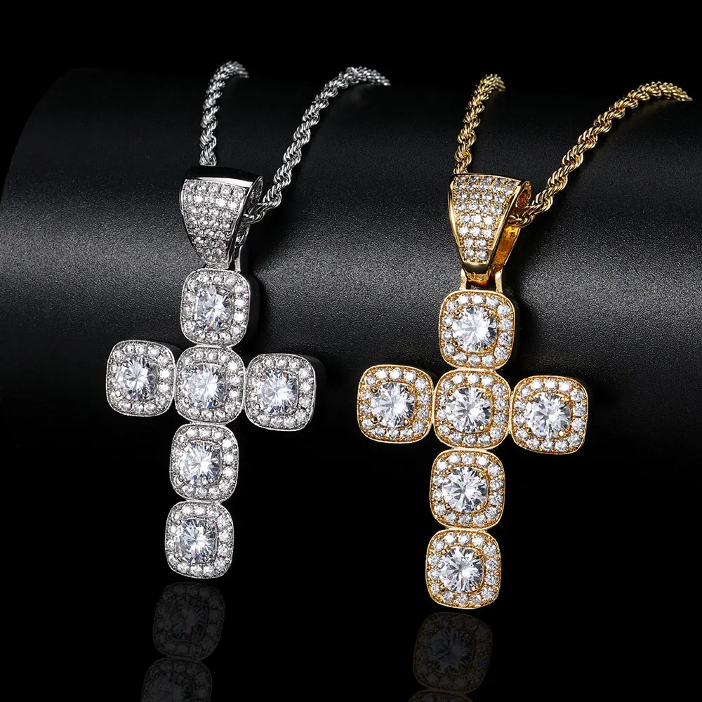 Hip Hop Iced Out Pendant Large Size AAA Cubic Zircon Jewelry Cross Pendant Necklace, Gold/silver color 
Hip Hop Iced Out Pendant Large Size AAA Cubic Zircon Jewelry Cross Pendant Necklace, Gold/silver color