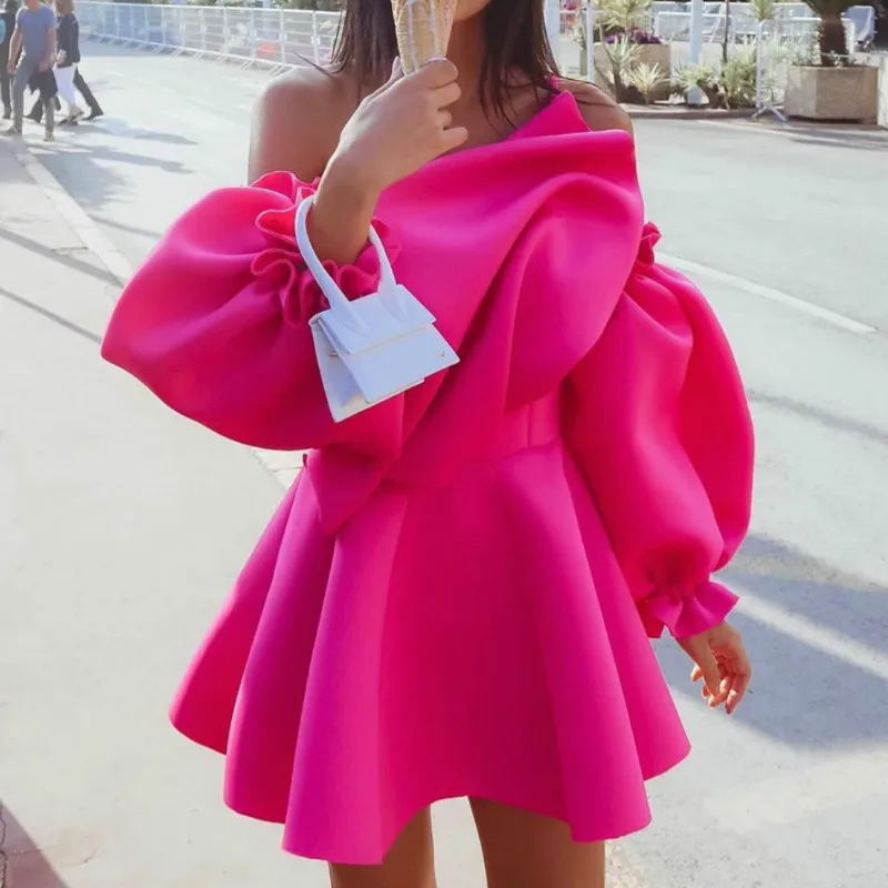 Sexy Backless Off Shoulder Puff Sleeve Pleated Mini Party Club Dress Female, Rose red
Sexy Backless Off Shoulder Puff Sleeve Pleated Mini Party Club Dress Female, Rose red