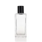 Vintage art squares mens black rectangular 50ml perfume glass bottle