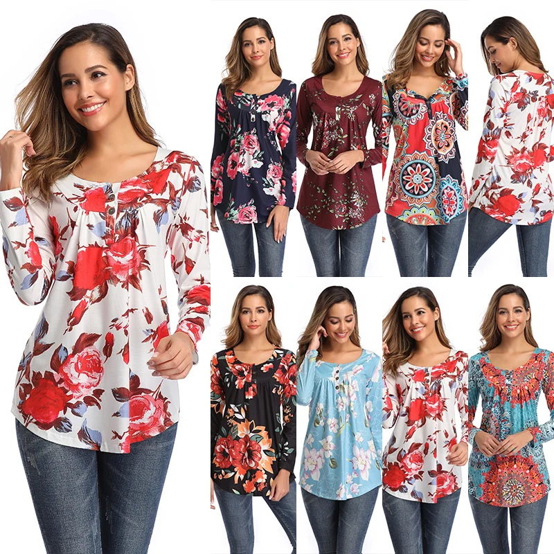 Hot style new spring/summer 2020 v-neck button pleated blouse and American long-sleeve printed casual T-shirt, Customized color
Hot style new spring/summer 2020 v-neck button pleated blouse and American long-sleeve printed casual T-shirt, Customized color