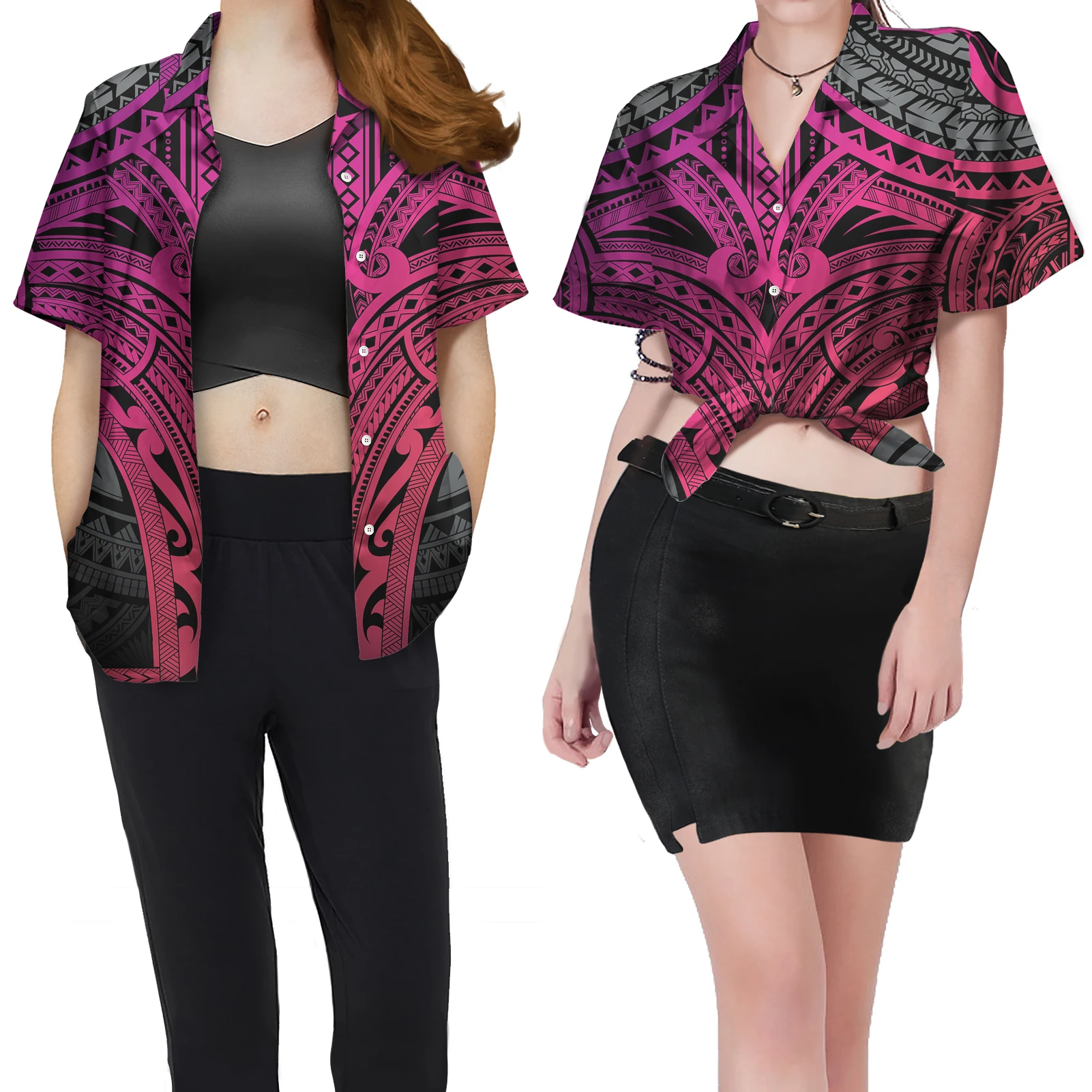 Polynesian Tattoo Tapa Pattern Art Print Designer t shirt Famous Brands for Women Button Down Shortsleeve Casual Hawaiian Blouse, Customized color
Polynesian Tattoo Tapa Pattern Art Print Designer t shirt Famous Brands for Women Button Down Shortsleeve Casual Hawaiian Blouse, Customized color