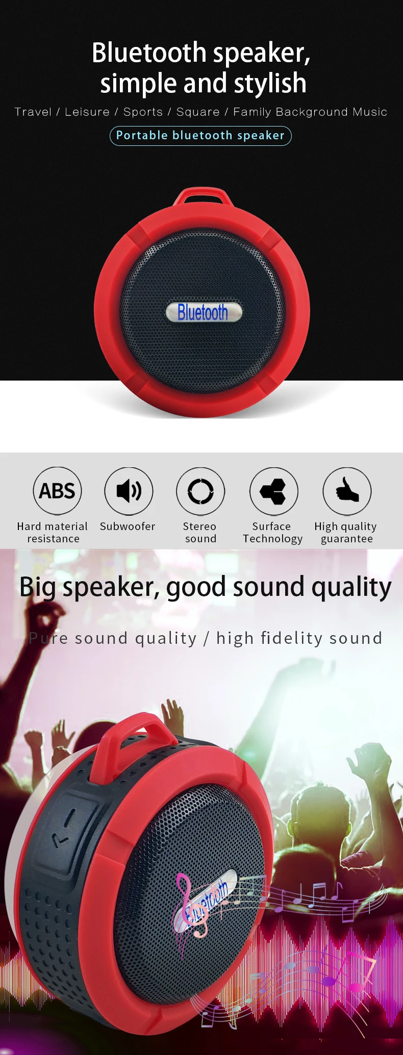 Mini BT Outdoor Waterproof Microphone Amplifier OEM Hook Speaker Blue Tooth Portable Wireless Bluetooth Speaker - ANKUX.COM
