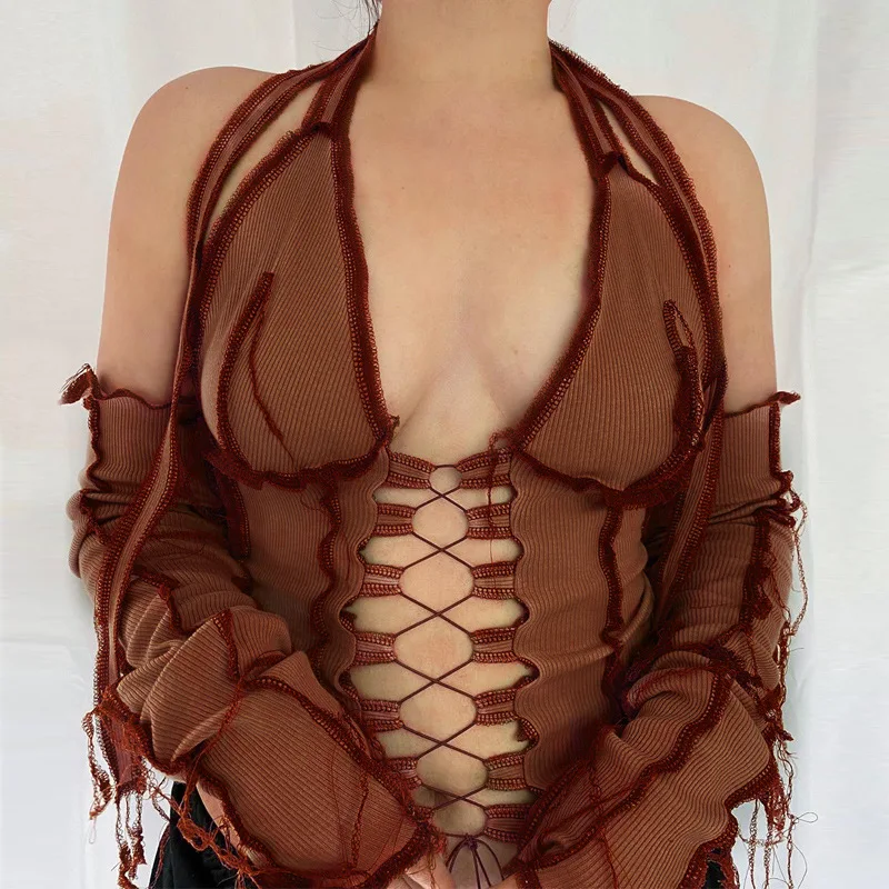 Trendy Ribbed Streetwear Fall Off The Shoulder Halter Lace Up Shirt Cropped Tops Corset Blouse Ladies Long Sleeve, 4colors in stock
Trendy Ribbed Streetwear Fall Off The Shoulder Halter Lace Up Shirt Cropped Tops Corset Blouse Ladies Long Sleeve, 4colors in stock