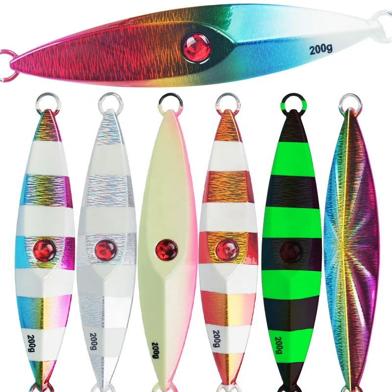 Ocean deep sea fishing Fire Slow Jigging Metal laser luminous fishing lure bait jig lead fish 200g lead fish jig with 3D eyes
Ocean deep sea fishing Fire Slow Jigging Metal laser luminous fishing lure bait jig lead fish 200g lead fish jig with 3D eyes