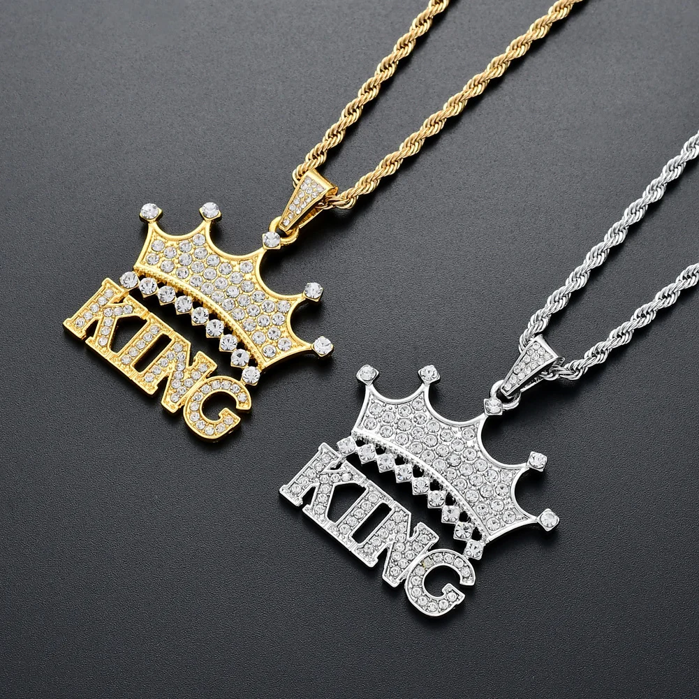 New Hiphops Jewelry King Crown Pendant Necklace Stainless Steel Chain Pave Diamond Gold Crown Necklace
New Hiphops Jewelry King Crown Pendant Necklace Stainless Steel Chain Pave Diamond Gold Crown Necklace