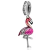 Custom 925 Sterling Silver Enamel Flamingo Charm Beads Fit Original bracelets