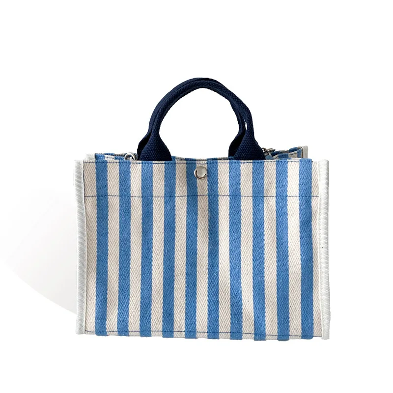 Wholesale Trending 2021 High Quality Eco-friendly Simple Style Stripe Pattern Canvas Tote Bag for Woman, Blue&black
Wholesale Trending 2021 High Quality Eco-friendly Simple Style Stripe Pattern Canvas Tote Bag for Woman, Blue&black