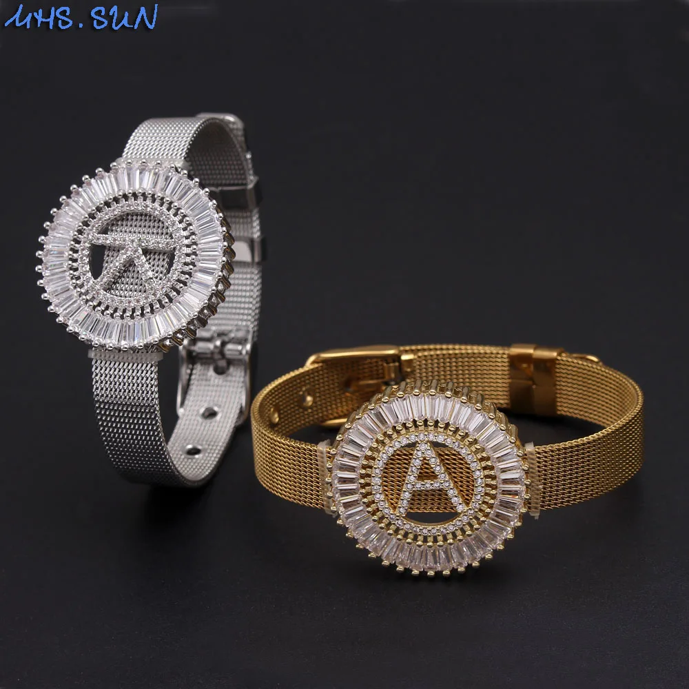 MHS.SUN 26 Letter Stainless Steel Bangles Cubic Zirconia Women/Men Jewelry A-Z Alphabet Wristband Bracelets Party Gifts, Gold
MHS.SUN 26 Letter Stainless Steel Bangles Cubic Zirconia Women/Men Jewelry A-Z Alphabet Wristband Bracelets Party Gifts, Gold