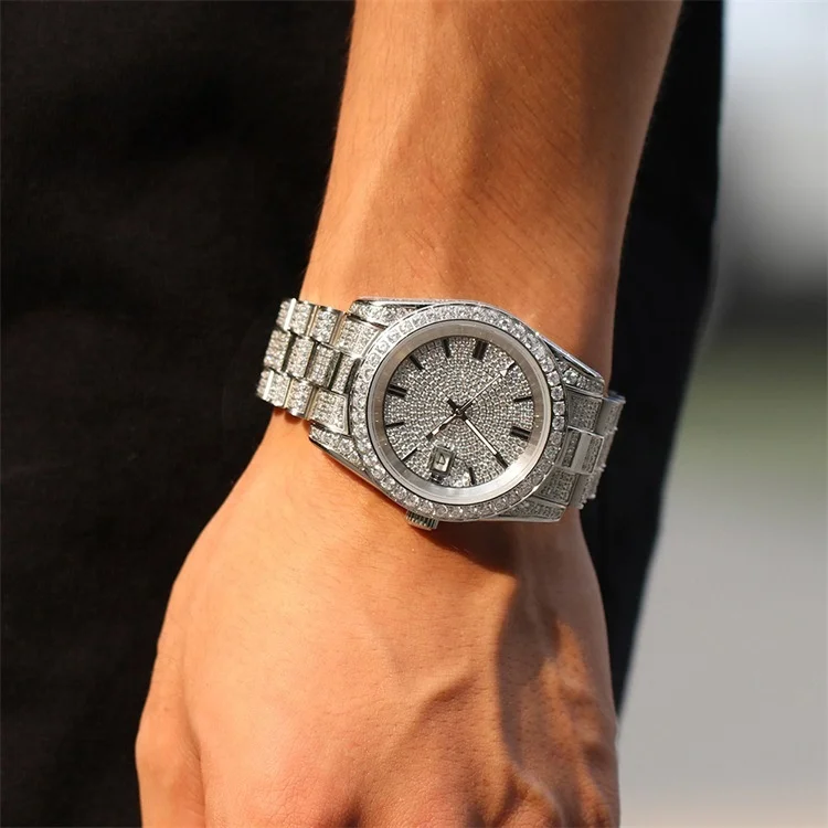 New Arrival Hip Hop Style Stainless Steel Quartz Watch Gold Plated Stainless Steel Band Full of Zircon Quartz Men Watch
New Arrival Hip Hop Style Stainless Steel Quartz Watch Gold Plated Stainless Steel Band Full of Zircon Quartz Men Watch