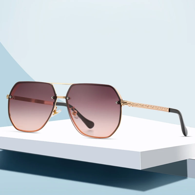 Wholesale newest fashion high quality women men oversize luxury rimless sunglasses, Custom colors
Wholesale newest fashion high quality women men oversize luxury rimless sunglasses, Custom colors