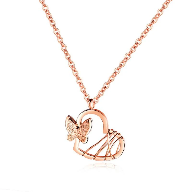 The best selling Women Rose gold plated stainless steel chain heart butterfly necklace
The best selling Women Rose gold plated stainless steel chain heart butterfly necklace
