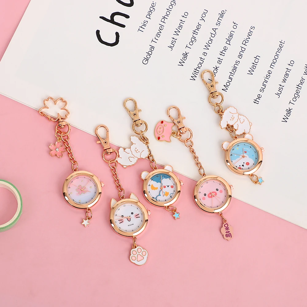 Cute Cartoon Cat Sakura Pocket Watch Keychain Pendant Schoolbag Decoration Key Manager Jewelry Gift for Kids
Cute Cartoon Cat Sakura Pocket Watch Keychain Pendant Schoolbag Decoration Key Manager Jewelry Gift for Kids