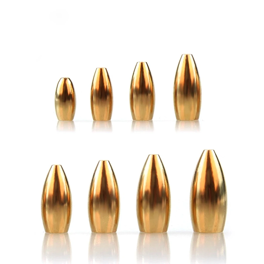

3.5-21g Cone Bullet Copper Pendant Fishing Tungsten Sinkers Weight Tackle Sinking lure Accessories, Copper yellow