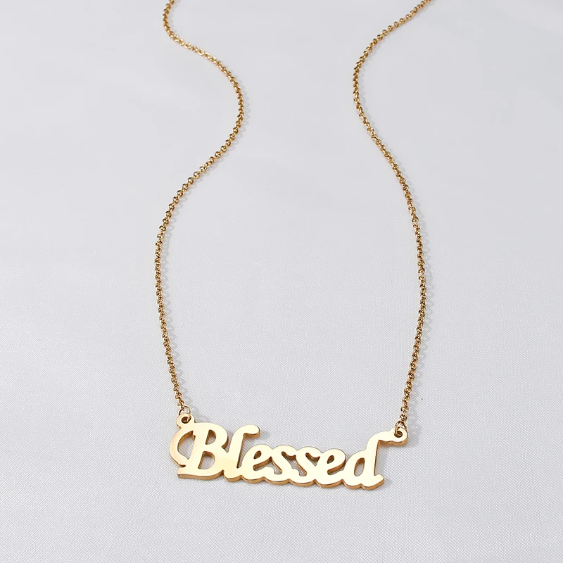 

New Charming Blessed English Letter Name Custom Stainless Steel Necklace For Women Custom Jewelry Christmas Wholesale
