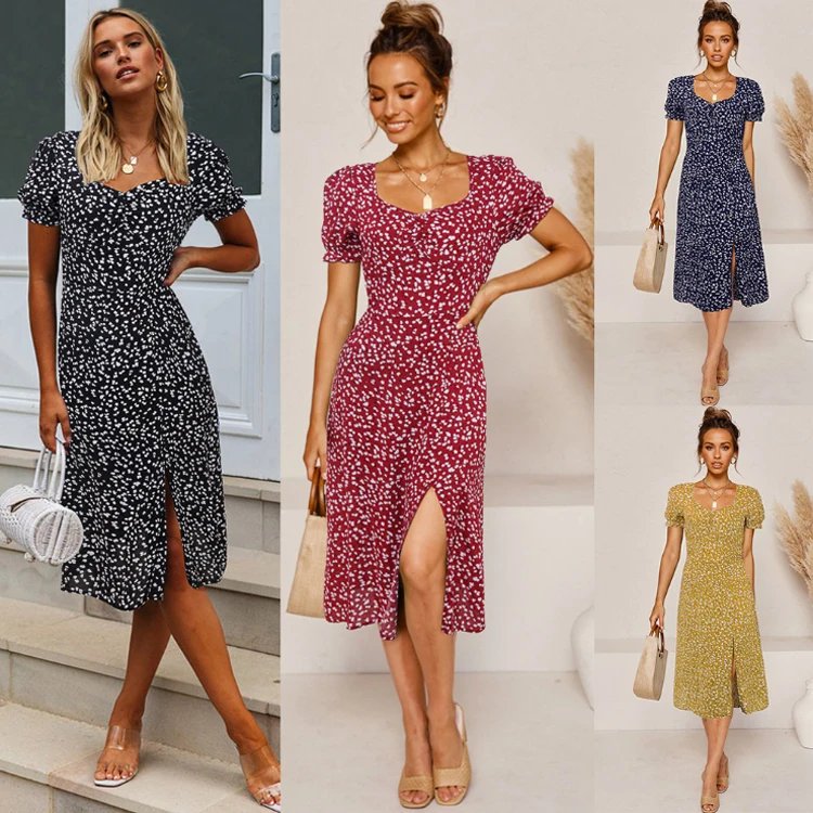 2021 Spring Summer New Women'S Fashion High Waist Slim Short Sleeve Floral Dress Printing Long Summer Floral Casual Dresses
2021 Spring Summer New Women'S Fashion High Waist Slim Short Sleeve Floral Dress Printing Long Summer Floral Casual Dresses