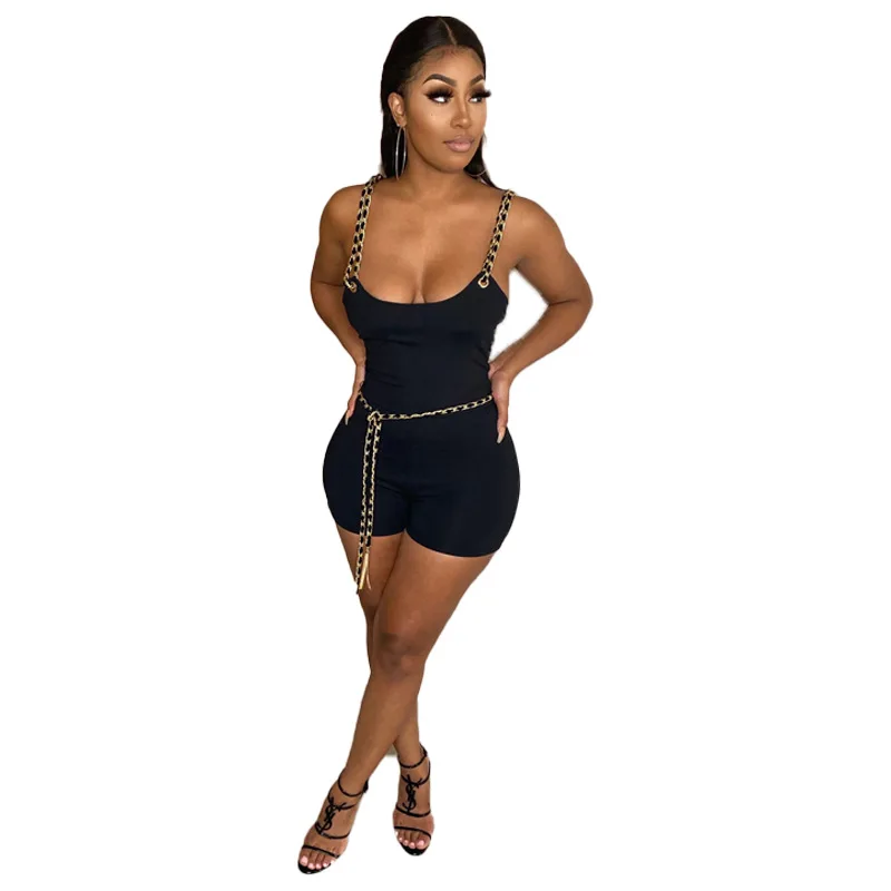 Summer Sexy Black Jumpsuit Rompers Strapless Chain Halter One Piece Short Bodycon Jumpsuit With Waist Chain Jumpsuits Playsuits
Summer Sexy Black Jumpsuit Rompers Strapless Chain Halter One Piece Short Bodycon Jumpsuit With Waist Chain Jumpsuits Playsuits