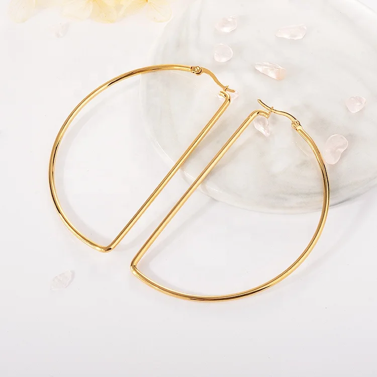 Modalen Surgical Thin Hoop Gold Plated Unique Stainless Steel Statement Earring, 18k gold earrings
Modalen Surgical Thin Hoop Gold Plated Unique Stainless Steel Statement Earring, 18k gold earrings