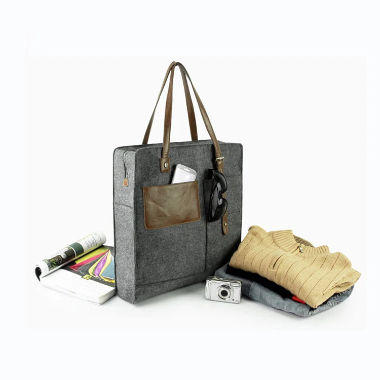 Women Shopping Bag Felt fashion bags ladies handbags with outside pockets, Grey or customized
Women Shopping Bag Felt fashion bags ladies handbags with outside pockets, Grey or customized