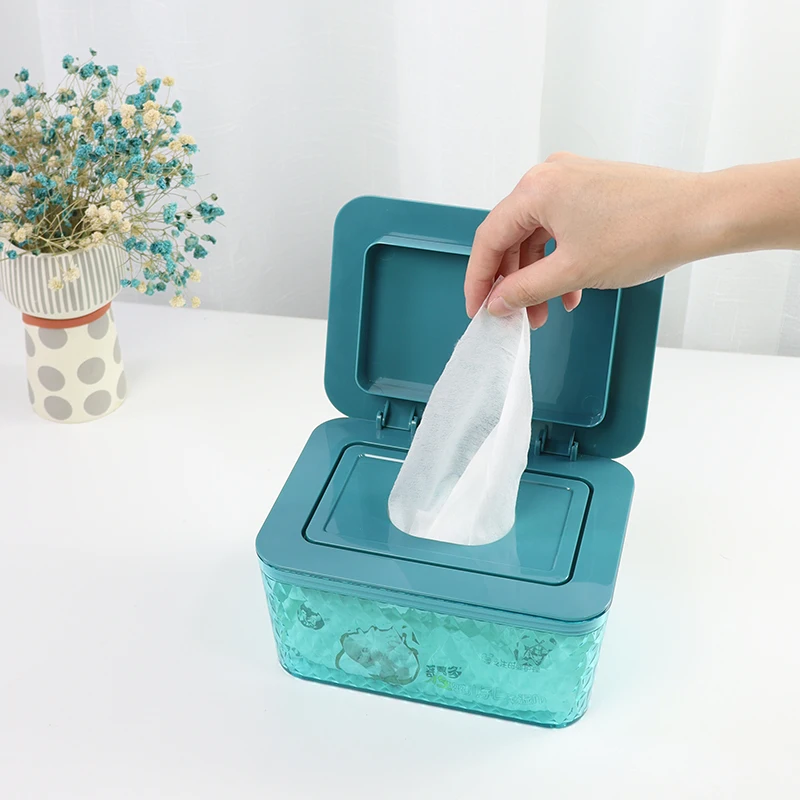 

Topsky Durable Clear Tissue Box Serviette Bathroom Ps Moist Tissues Box PS Baby Wipes Box Customer's Logo for Home Office 100pcs, Green