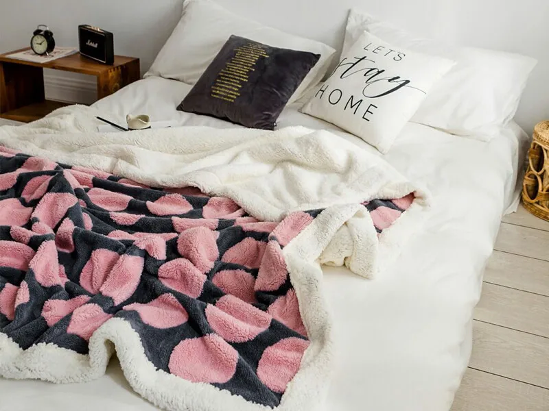 i@home Jacquard winter thick warm coral fleece sofa sherpa blanket