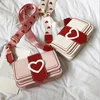 2019 Fashion square pu leather handbag cute heart shape with wide strap crossbody bag nice quality fashion handbag for women