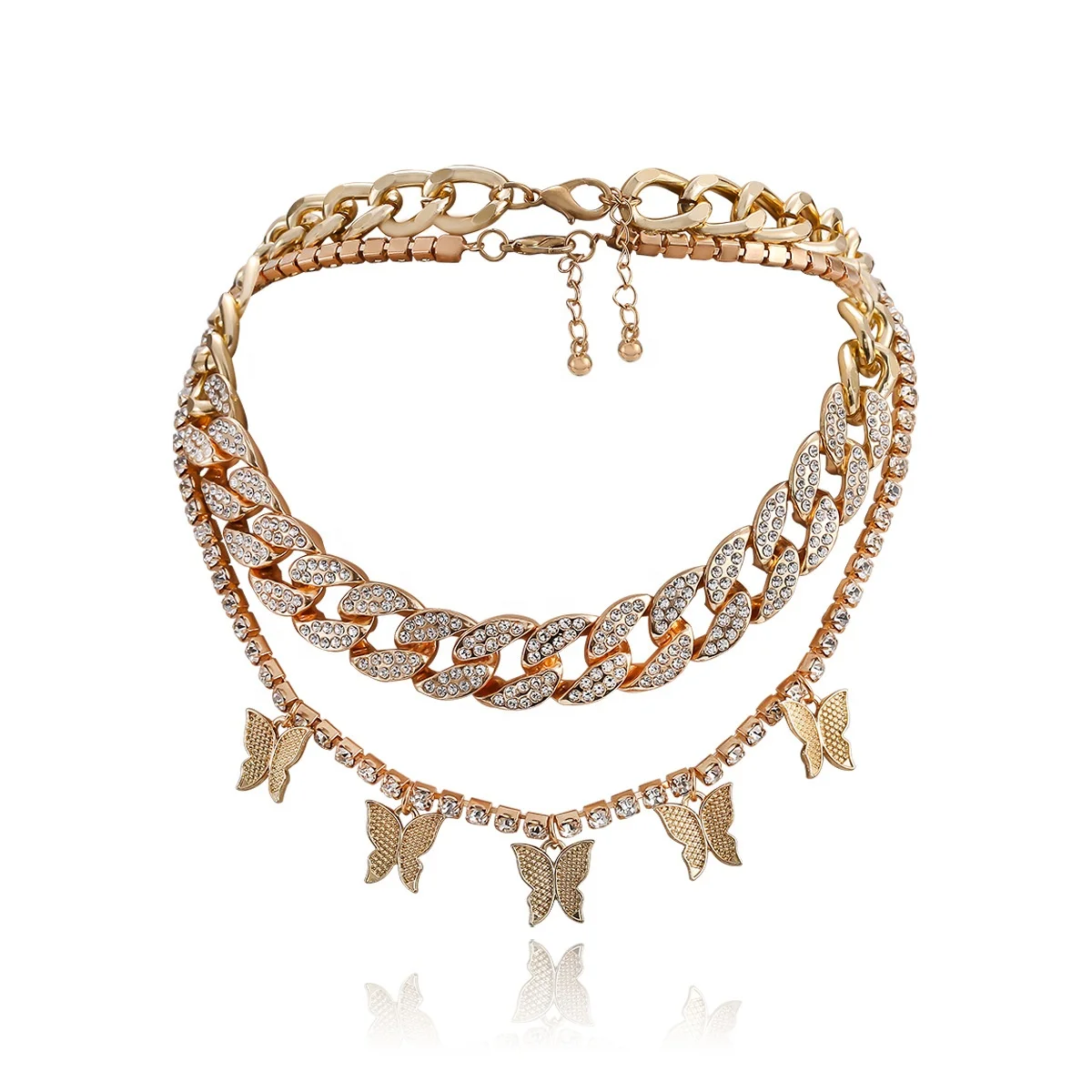 Stitching Diamond Hip Hop Necklace Lady Butterfly Snake Chain Necklace, Gold /platinum
Stitching Diamond Hip Hop Necklace Lady Butterfly Snake Chain Necklace, Gold /platinum