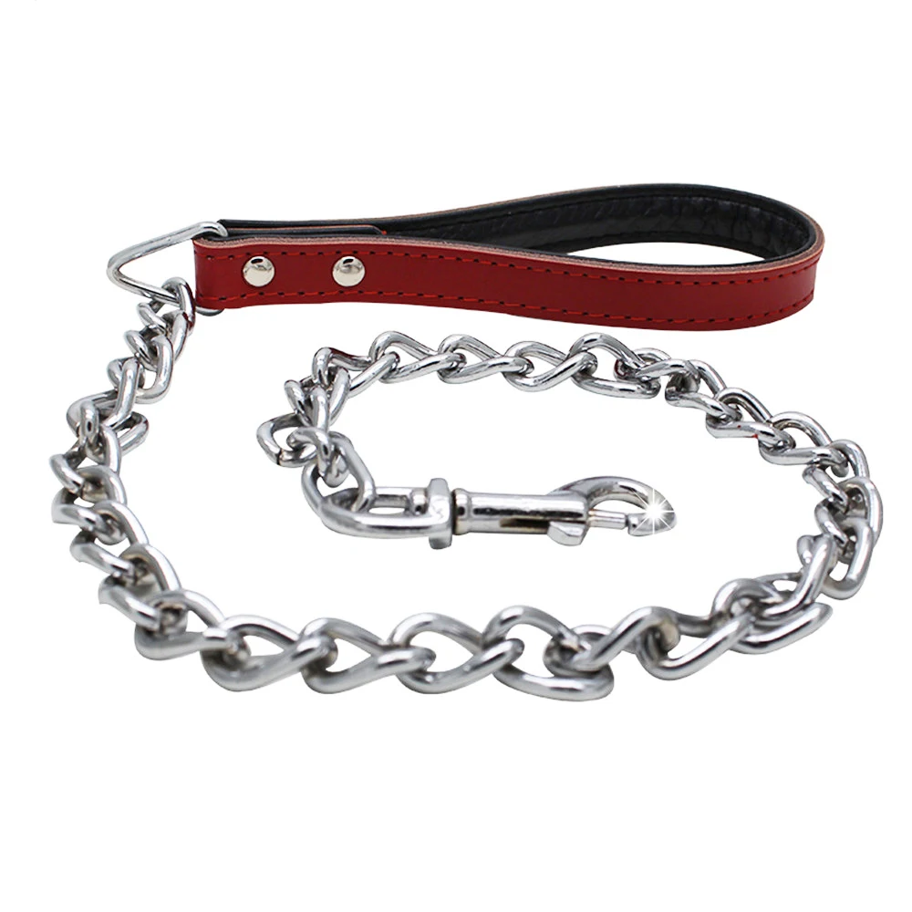 High Quality Leather Handle Stainless Steel Metal Extra Heavy Duty Dog Chain Leash, As pictures
High Quality Leather Handle Stainless Steel Metal Extra Heavy Duty Dog Chain Leash, As pictures
