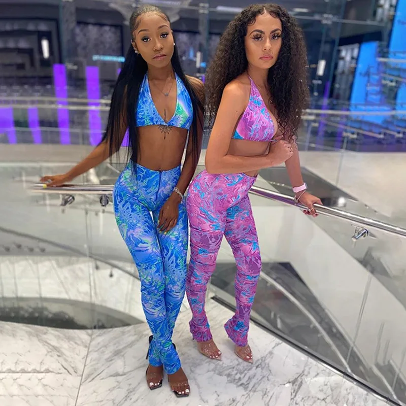 Womens Causal Printing Two Piece Jumpsuit Women Sexy Back Club Wear Tie-up Bra And Zip-flat Pant Sets Ladies Sexy
Womens Causal Printing Two Piece Jumpsuit Women Sexy Back Club Wear Tie-up Bra And Zip-flat Pant Sets Ladies Sexy