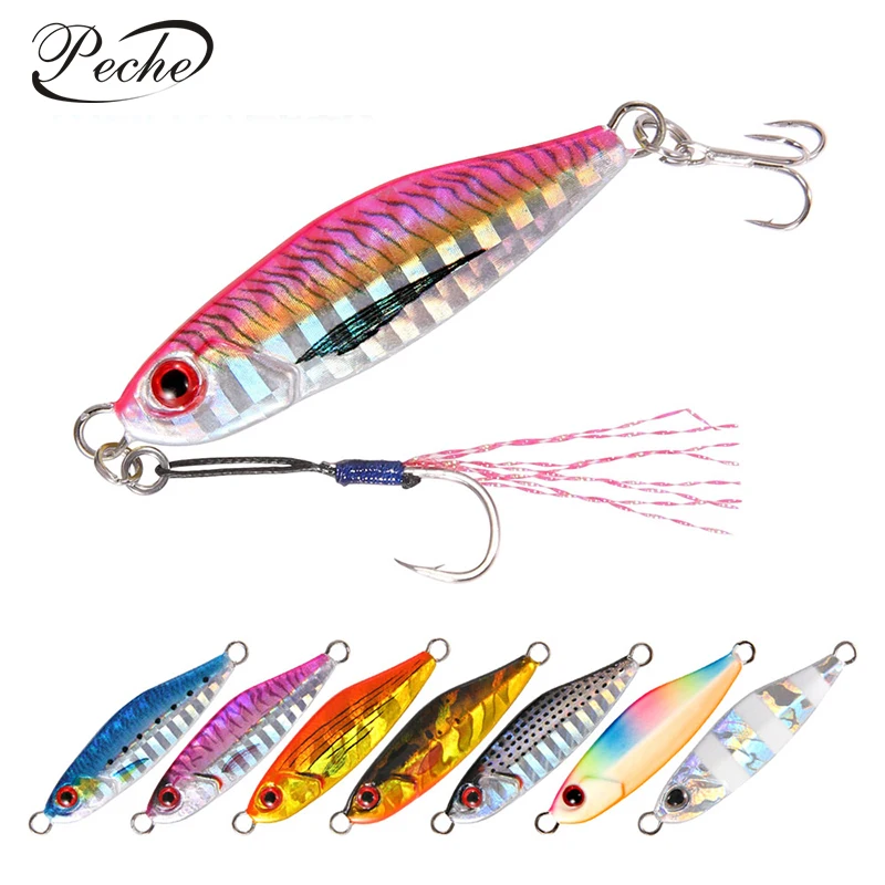 

Isca Artificial Micro Jig Lure 3D Eye Spoon Metal Casting Hard Bait 3g 5g 7g 10g 15g Spinner Shore Slow Pitch Jigs Fishing Lures, 8 colors