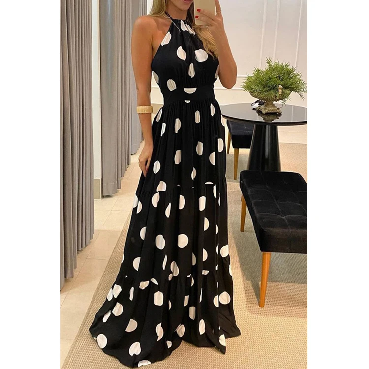 2021 Designer Clothing Polka Dot Ruffles Halter Plus Dress Sexy Maxi Plus Dresses
2021 Designer Clothing Polka Dot Ruffles Halter Plus Dress Sexy Maxi Plus Dresses