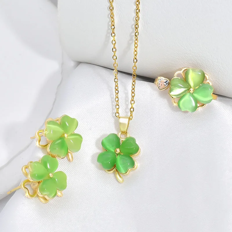Minimalist Stainless Steel Chain Jewelry Set Fidget Green Cat's Eye Heart Jewelry Set Rotatable Four Leaf Clover Jewelry Set
Minimalist Stainless Steel Chain Jewelry Set Fidget Green Cat's Eye Heart Jewelry Set Rotatable Four Leaf Clover Jewelry Set