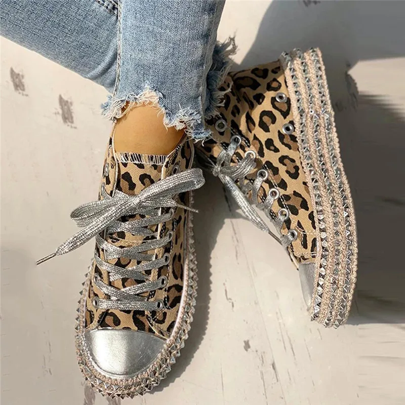 Women's Fashion Sneakers Leopard Shoes Women Canvas Shoes Leisure Lace-Up Low High Top Sneakers Femme Big Size Women Shoes
Women's Fashion Sneakers Leopard Shoes Women Canvas Shoes Leisure Lace-Up Low High Top Sneakers Femme Big Size Women Shoes
