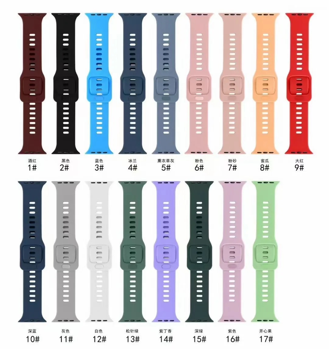 

Silicone Strap for Apple Watch Series 6 SE 5 4 3 2 1 Sport Band for iWatch 38mm 40mm 42mm 44mm Fashion Design Buckle, Black,gold,blue,red
