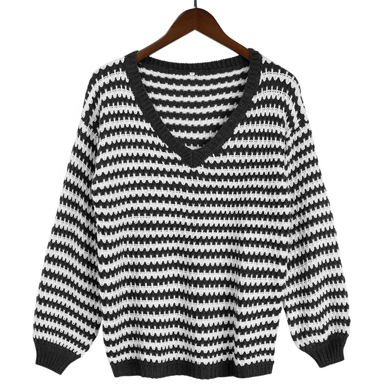 New arrival fashion woman striped knitted sweater v-neck long sleeve jumper loose pullover sweater, Picture shown
New arrival fashion woman striped knitted sweater v-neck long sleeve jumper loose pullover sweater, Picture shown