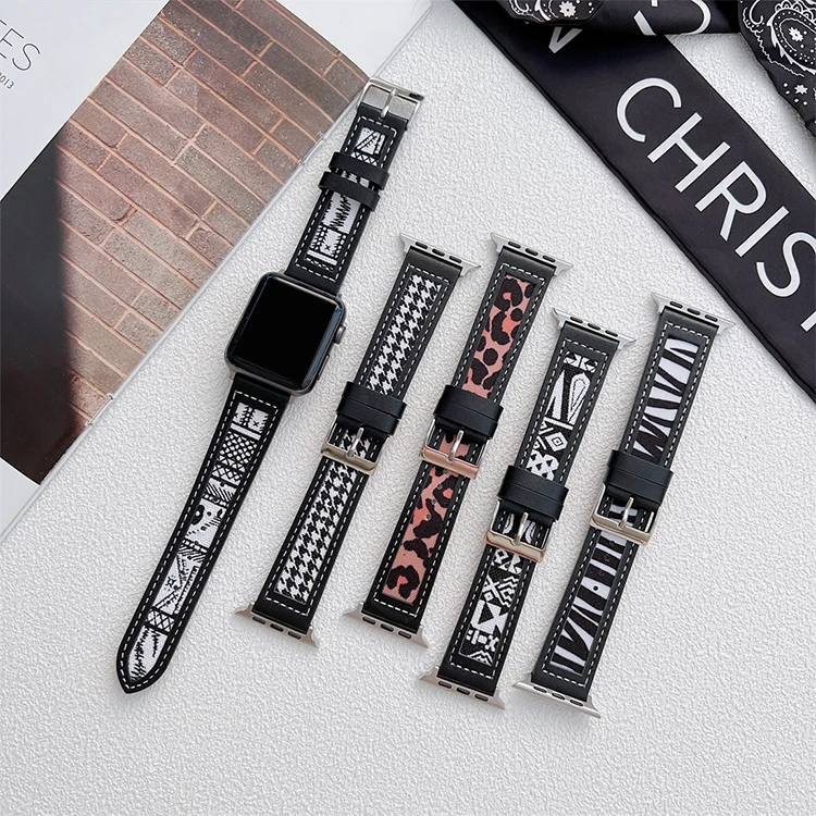 Fashion Leather Mix Knit Watch Band for Apple Watch 7 6 5 4 SE 3 Leopard Wrist Strap for iWatch 38 40 42 44 41 45mm
Fashion Leather Mix Knit Watch Band for Apple Watch 7 6 5 4 SE 3 Leopard Wrist Strap for iWatch 38 40 42 44 41 45mm