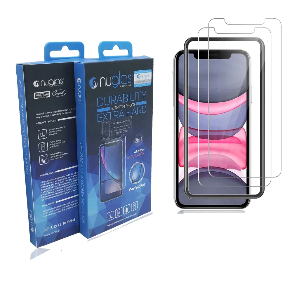 Nuglas 2 pack 9 H clear premium tempered glass screen protector for iphoneXR/11 with install tray
Nuglas 2 pack 9 H clear premium tempered glass screen protector for iphoneXR/11 with install tray
