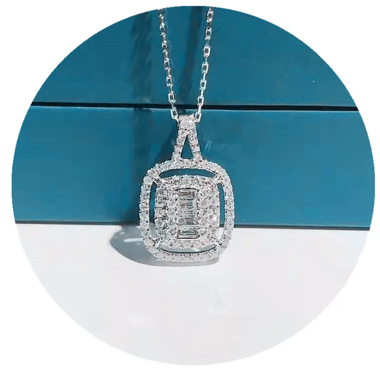 Wholesale High Quality Popular Design Square Shape Real Diamond Pendant 18K Solid White Gold Luxury Pendant Necklace For Women, White color
Wholesale High Quality Popular Design Square Shape Real Diamond Pendant 18K Solid White Gold Luxury Pendant Necklace For Women, White color