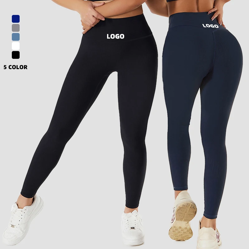 

Hot Sell Black Seamless Sport Leggins Women Workout Clothes High Quality Push Up Ribbed Knitted Womens Gym Leggings