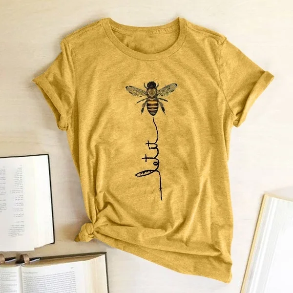 Bee print short-sleeved T-shirt women casual European and American short-sleeved women loose T-shirt summer top
Bee print short-sleeved T-shirt women casual European and American short-sleeved women loose T-shirt summer top
